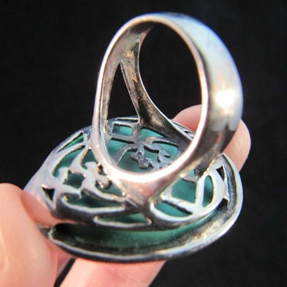 STERLING SILVER & faux TURQUOISE ladies ring 925 … - image 4