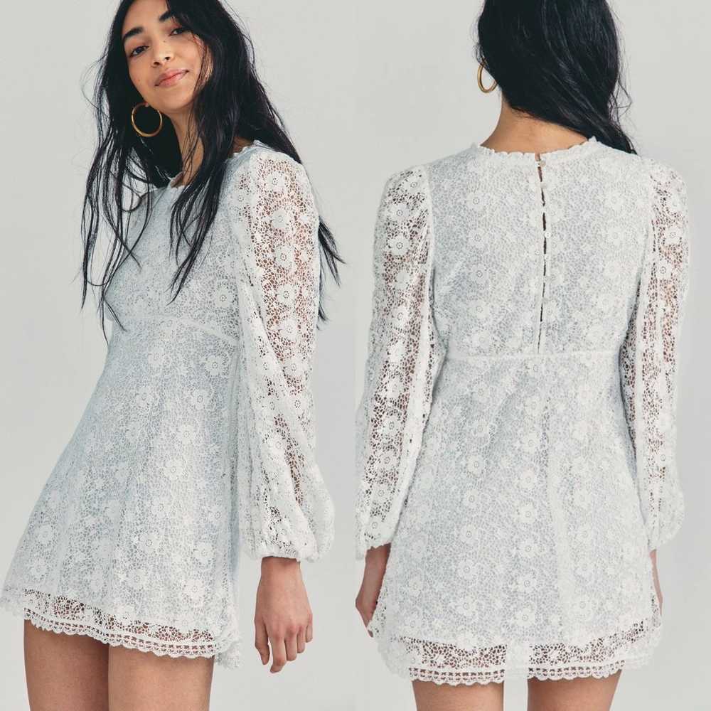 NEW LoveShackFancy Leira Lace Mini Dress in True … - image 1