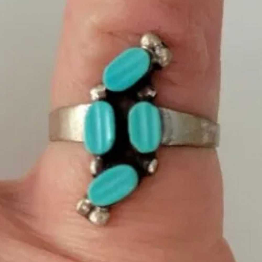 VINTAGE NATIVE SOUTHWEST TURQUOISE RING - image 1