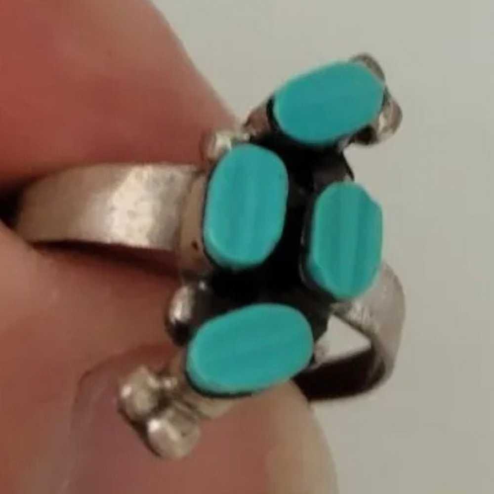 VINTAGE NATIVE SOUTHWEST TURQUOISE RING - image 2