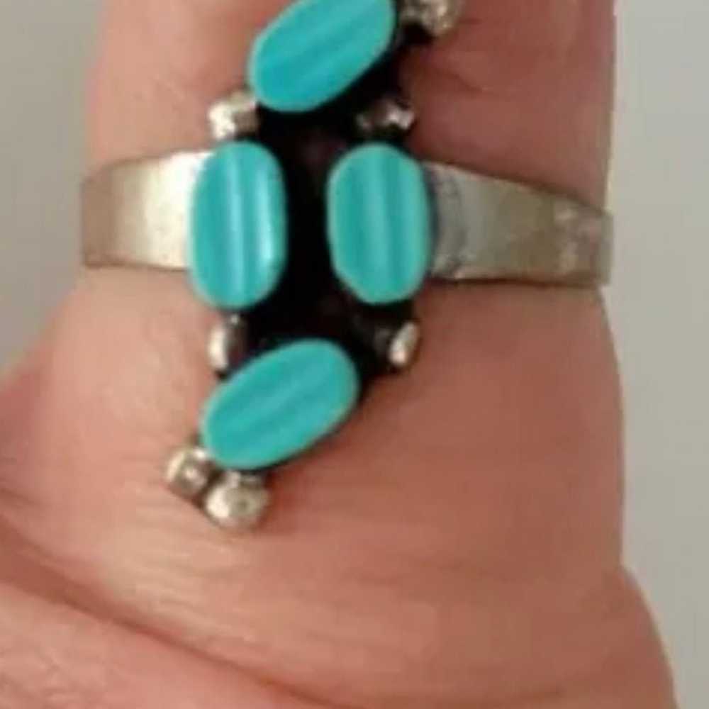 VINTAGE NATIVE SOUTHWEST TURQUOISE RING - image 4