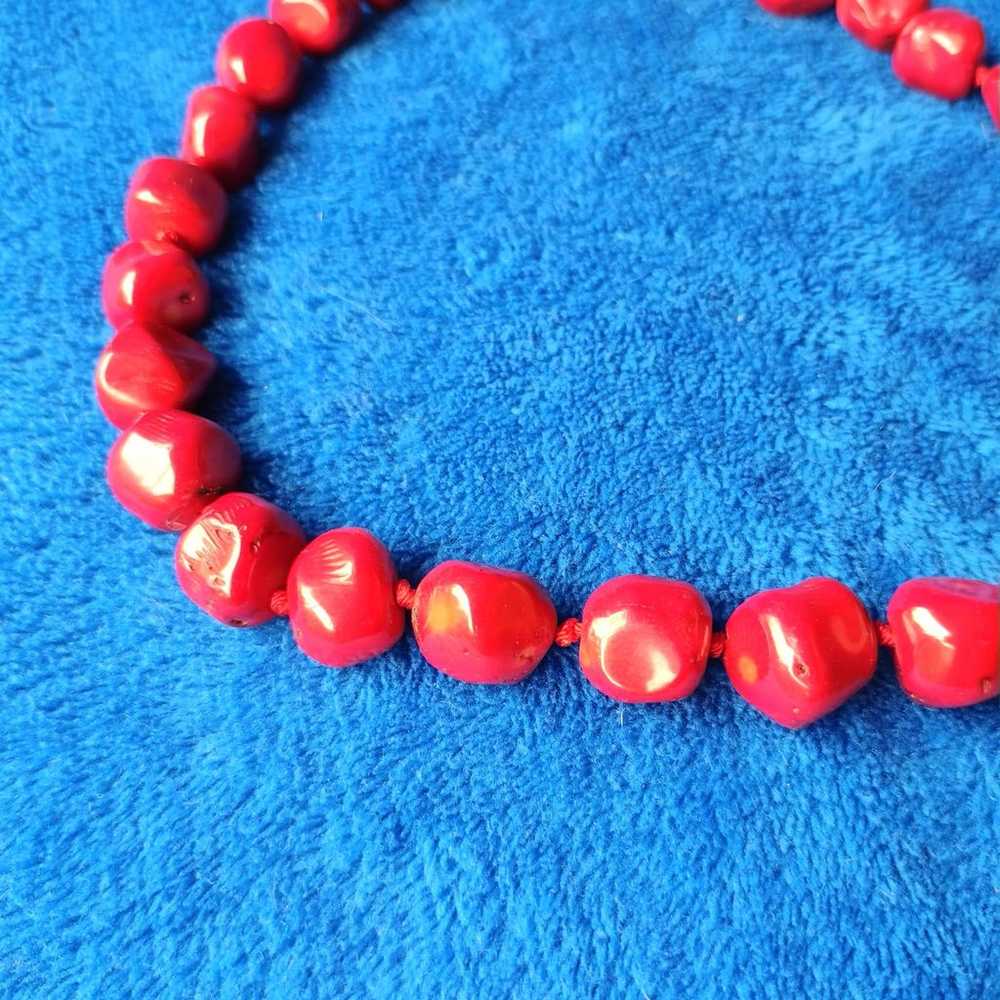 Vintage Chunky Genuine Red Coral Sterling 925 Tog… - image 2