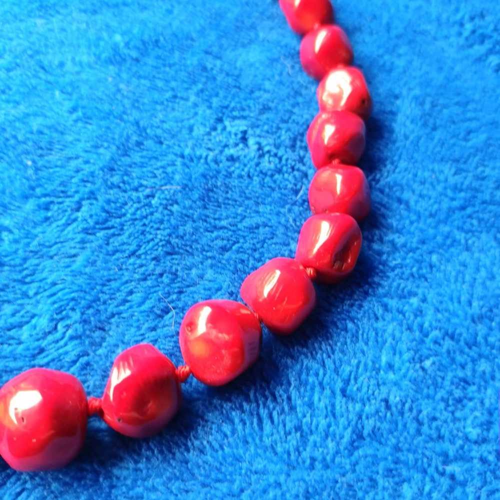 Vintage Chunky Genuine Red Coral Sterling 925 Tog… - image 3