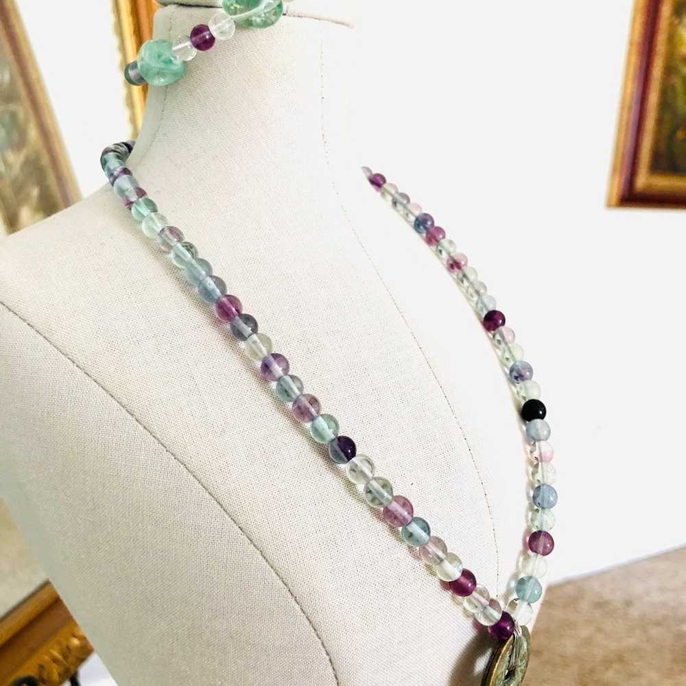 Vintage fluorite dainty bead necklace with bracel… - image 3