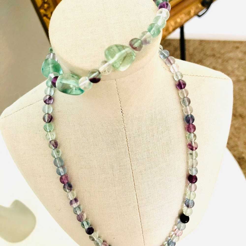 Vintage fluorite dainty bead necklace with bracel… - image 6