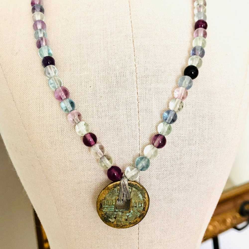 Vintage fluorite dainty bead necklace with bracel… - image 8