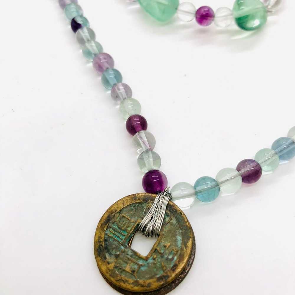 Vintage fluorite dainty bead necklace with bracel… - image 9