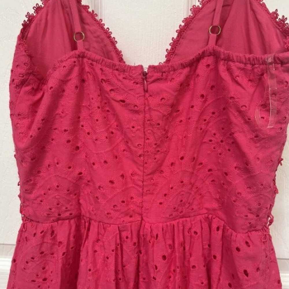 Hot Pink Eyelet Strappy Ruffled Dress Small - image 4