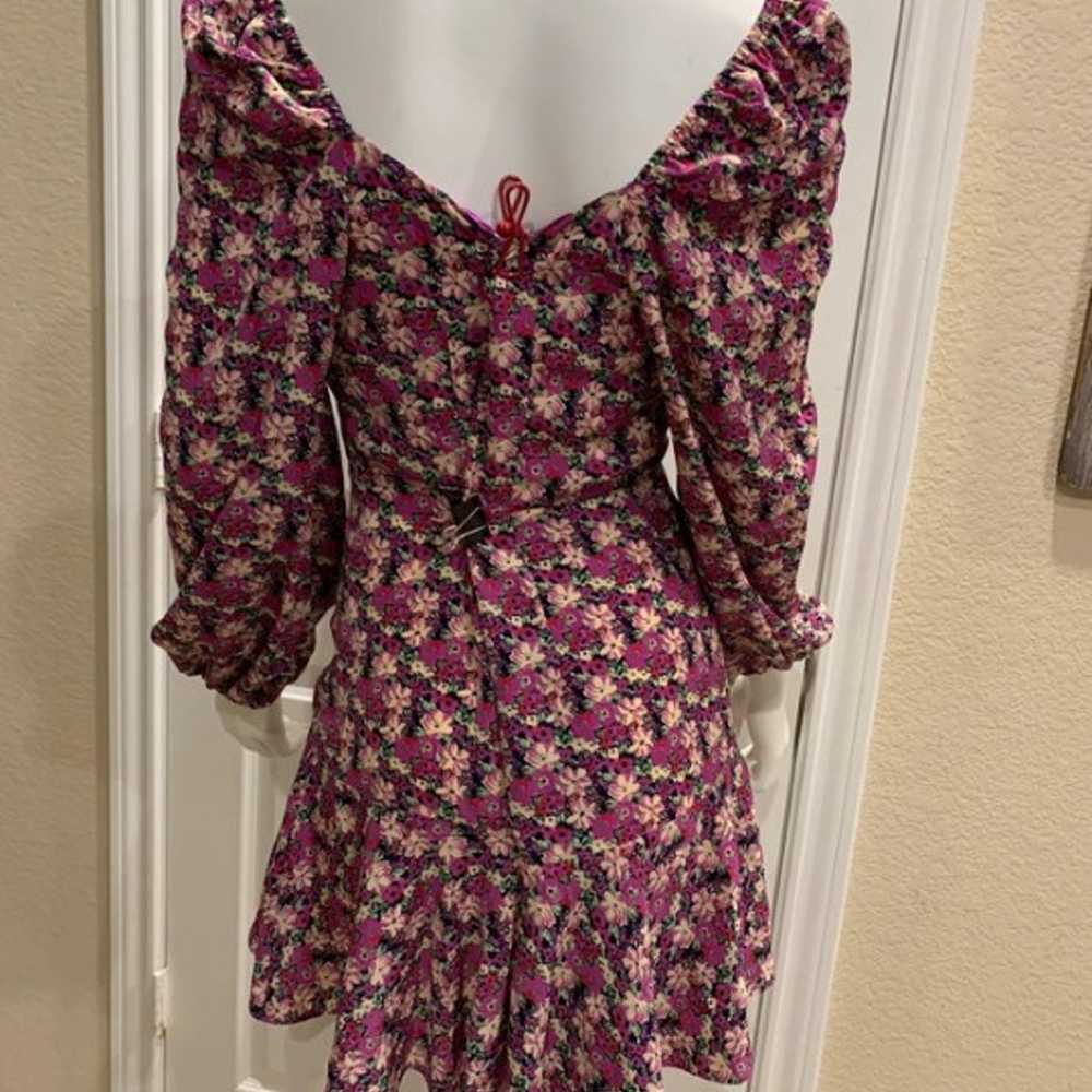 Long Sleeve Purple Floral Mini Dress Size 10 - image 2