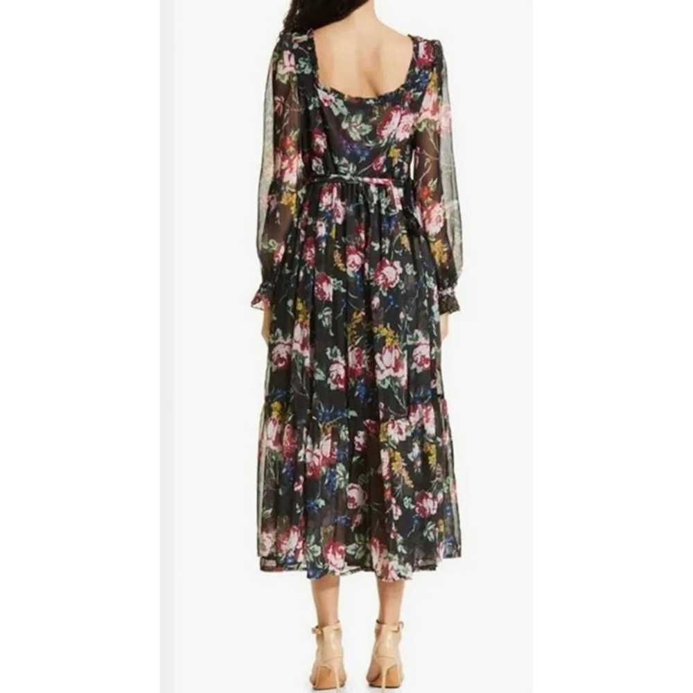 ByTIMO Black Floral Long Sleeve Chiffon Wrap Dres… - image 2