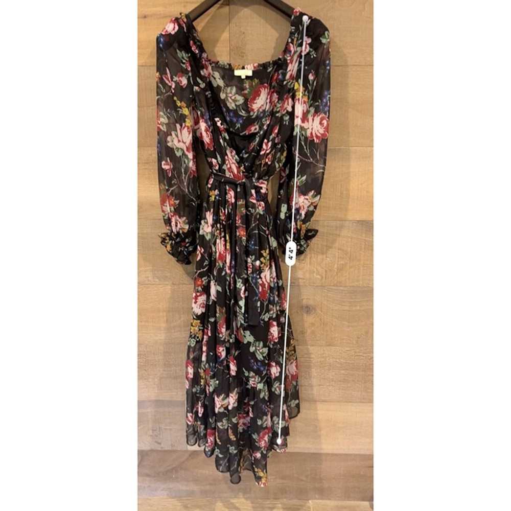 ByTIMO Black Floral Long Sleeve Chiffon Wrap Dres… - image 7