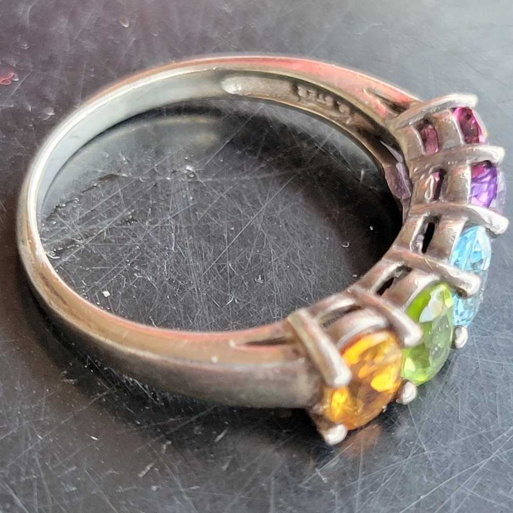 multi stone silver ring size 8 - image 2