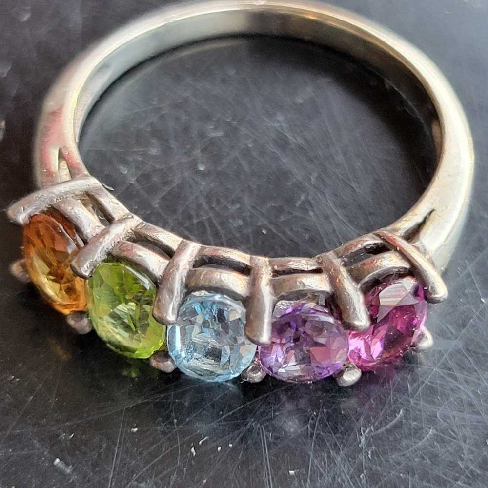 multi stone silver ring size 8 - image 3