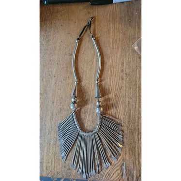 70's Silver Bib Necklace