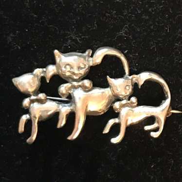 Sterling Cat Clan Brooch - image 1