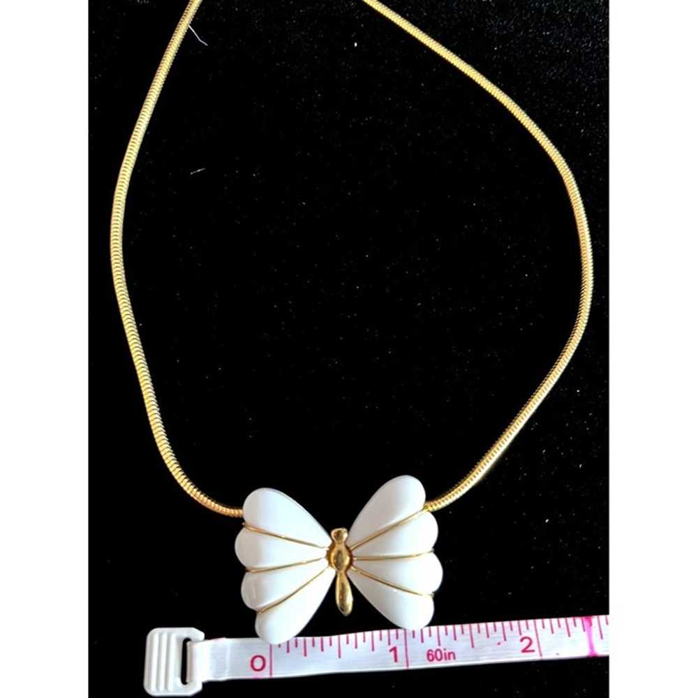 Trifari Art Deco Butterfly Necklace Gold Tone and… - image 10