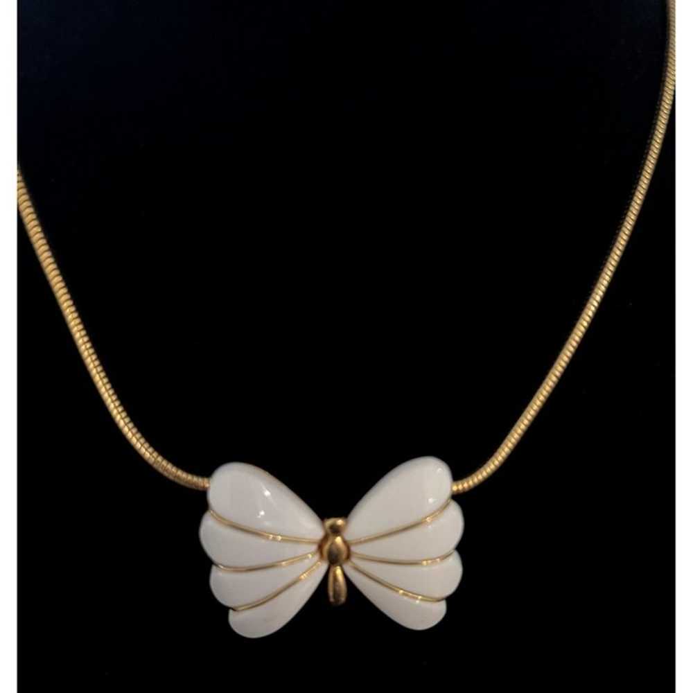 Trifari Art Deco Butterfly Necklace Gold Tone and… - image 1