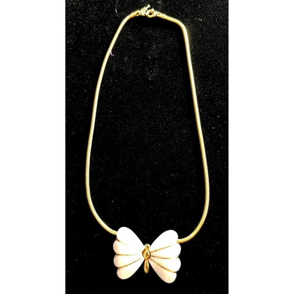 Trifari Art Deco Butterfly Necklace Gold Tone and… - image 3