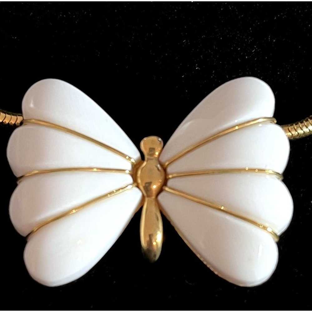 Trifari Art Deco Butterfly Necklace Gold Tone and… - image 4