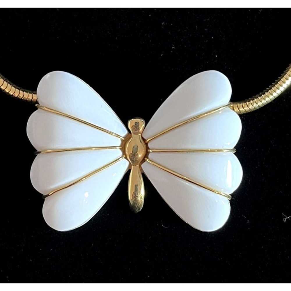 Trifari Art Deco Butterfly Necklace Gold Tone and… - image 5