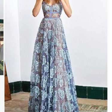 Blue Lace Prom Dress