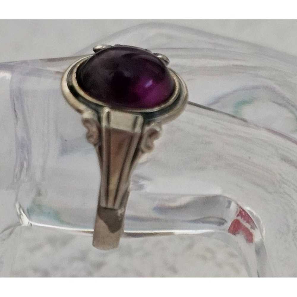 Vintage Sterling Silver Ring With Amethyst Caboch… - image 4