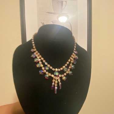 vintage purple AB rhinestone necklace