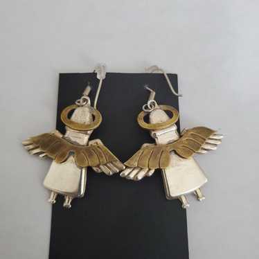 Vintage sterling silver celestial angel earrings