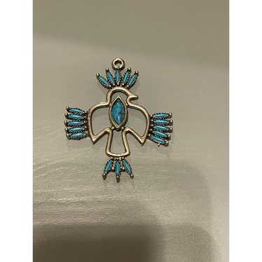 Vintage Southwestern Turquoise Bird Pendant