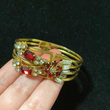 vintage art deco red and white rinestone bracelet