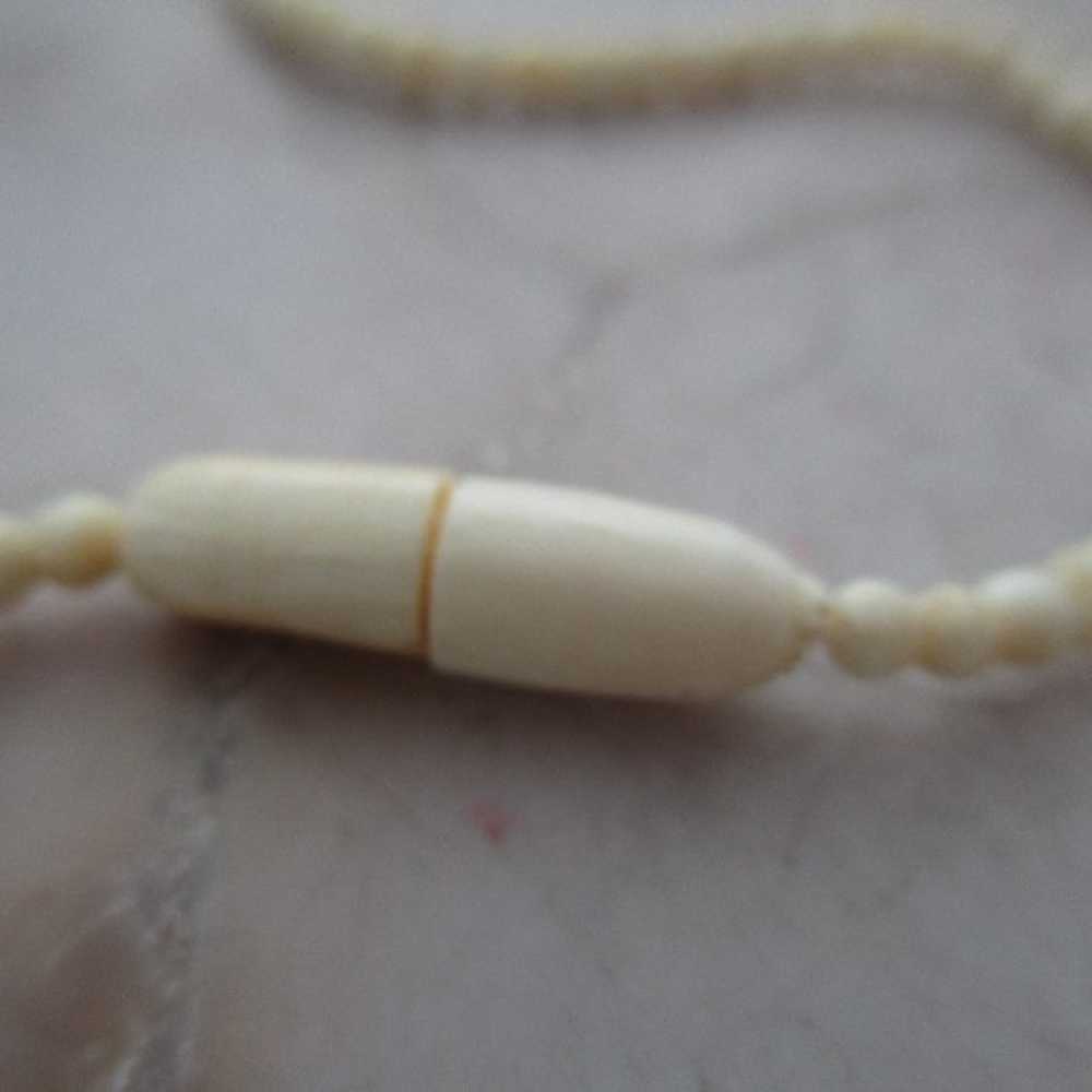 Genuine Vintage Ivory bead Carved Heart Pendant N… - image 4