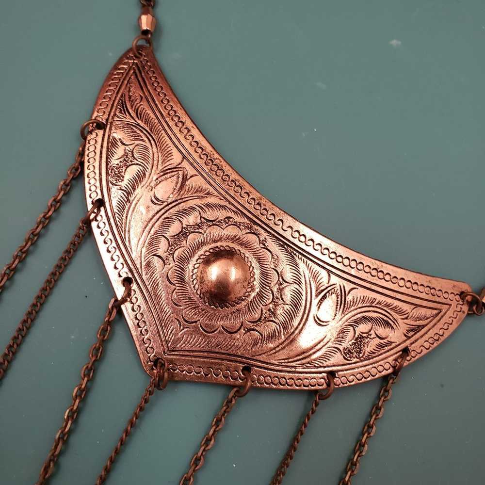 VM brand, vintage copper brass plate dangle state… - image 2