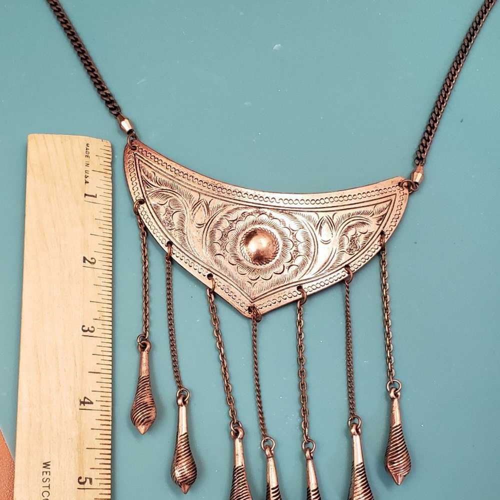 VM brand, vintage copper brass plate dangle state… - image 4