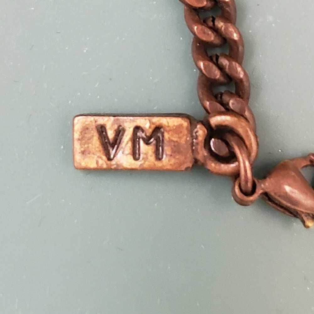 VM brand, vintage copper brass plate dangle state… - image 5