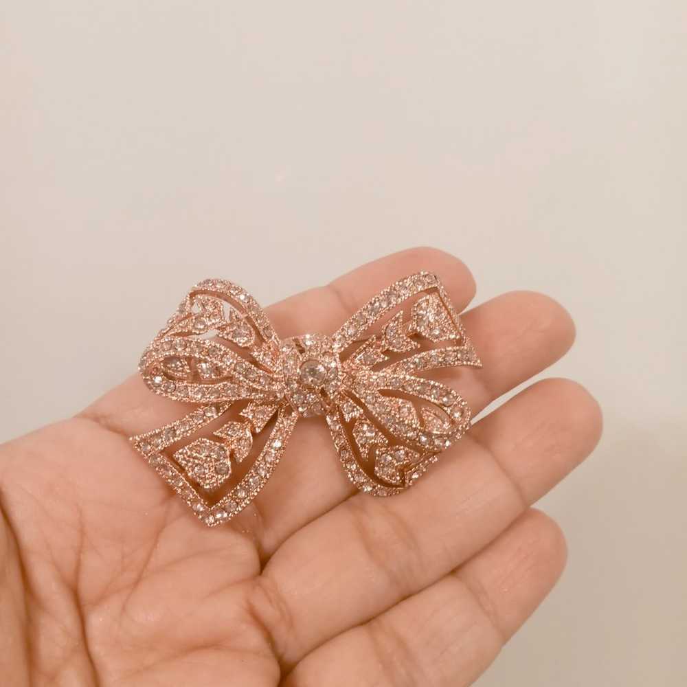 Vintage KJL Kenneth jay lane rose gold tone bow b… - image 1