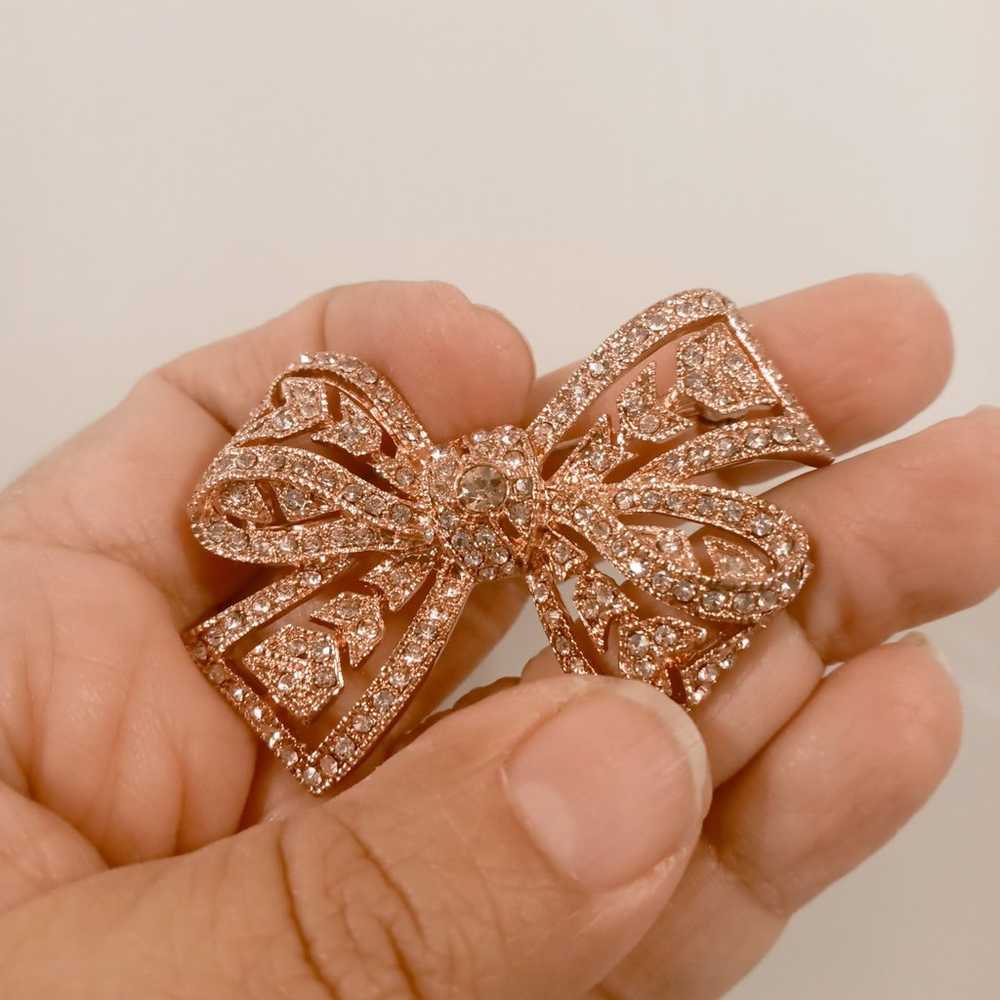 Vintage KJL Kenneth jay lane rose gold tone bow b… - image 2