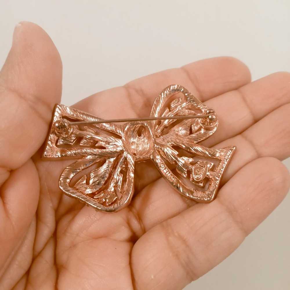 Vintage KJL Kenneth jay lane rose gold tone bow b… - image 3