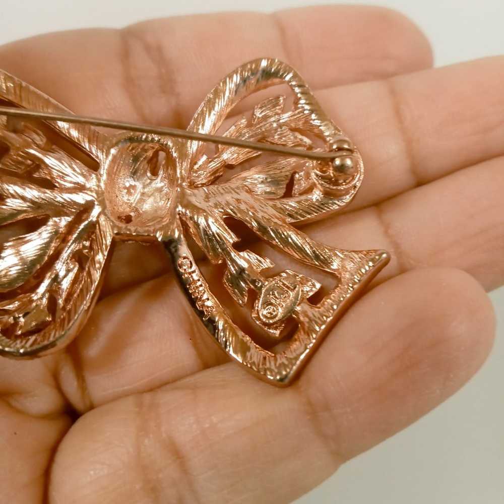 Vintage KJL Kenneth jay lane rose gold tone bow b… - image 4