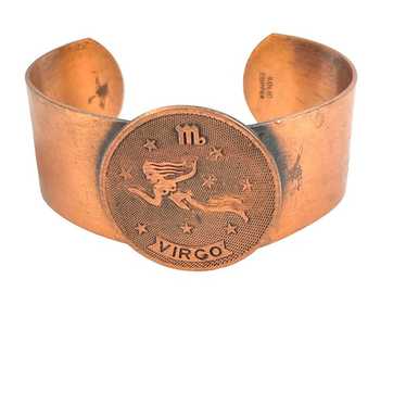 Vintage Copper Virgo Zodiac Cuff Bracelet - image 1