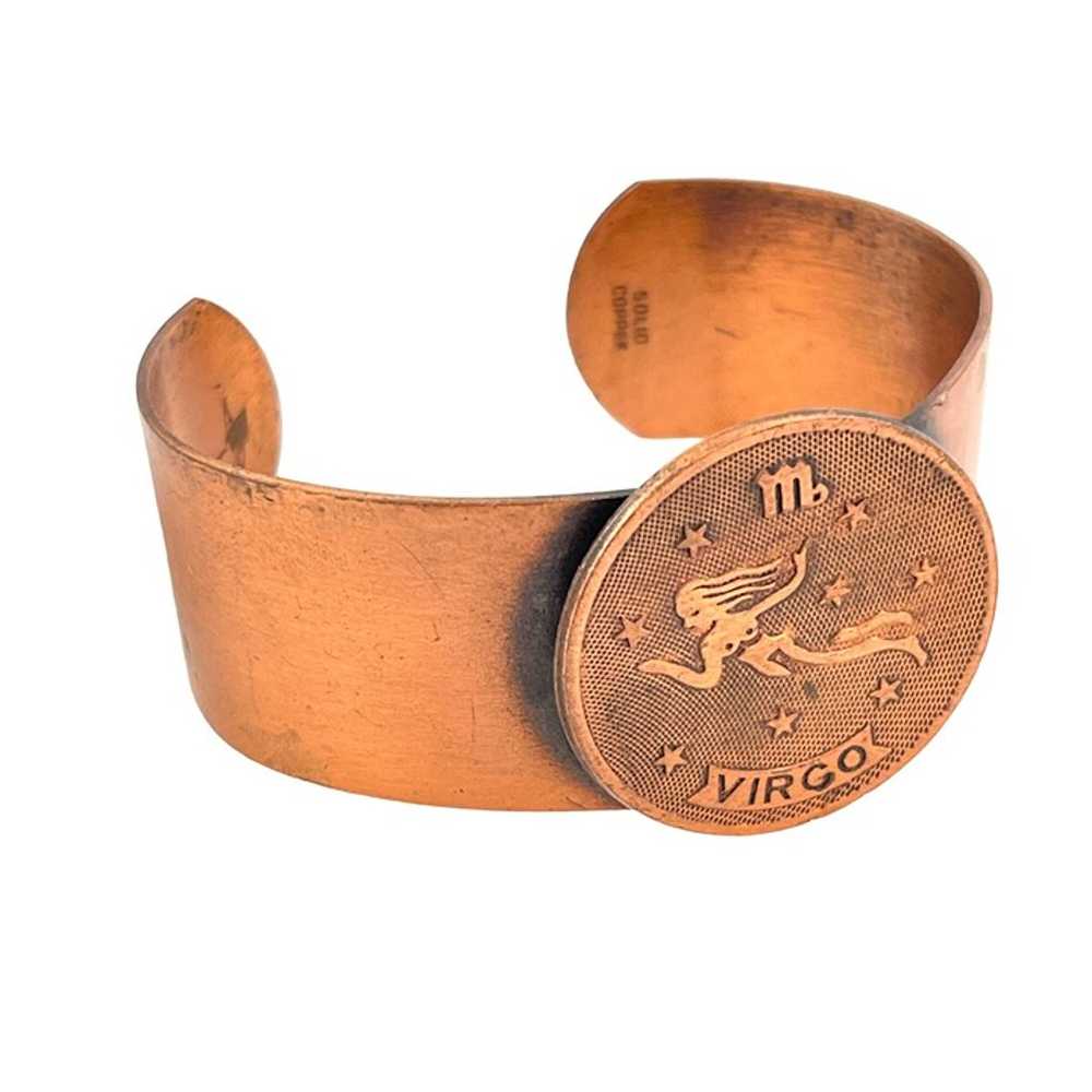 Vintage Copper Virgo Zodiac Cuff Bracelet - image 2