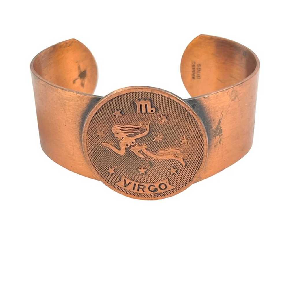 Vintage Copper Virgo Zodiac Cuff Bracelet - image 3