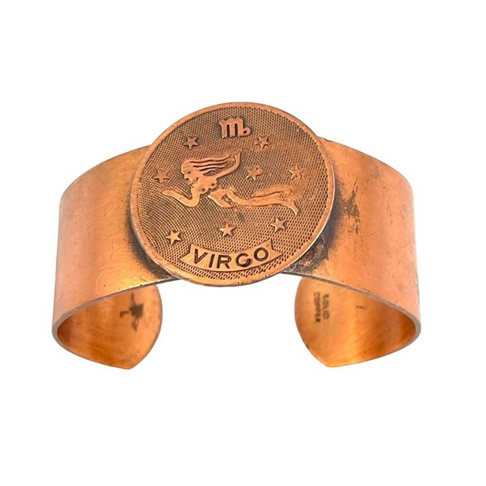 Vintage Copper Virgo Zodiac Cuff Bracelet - image 6