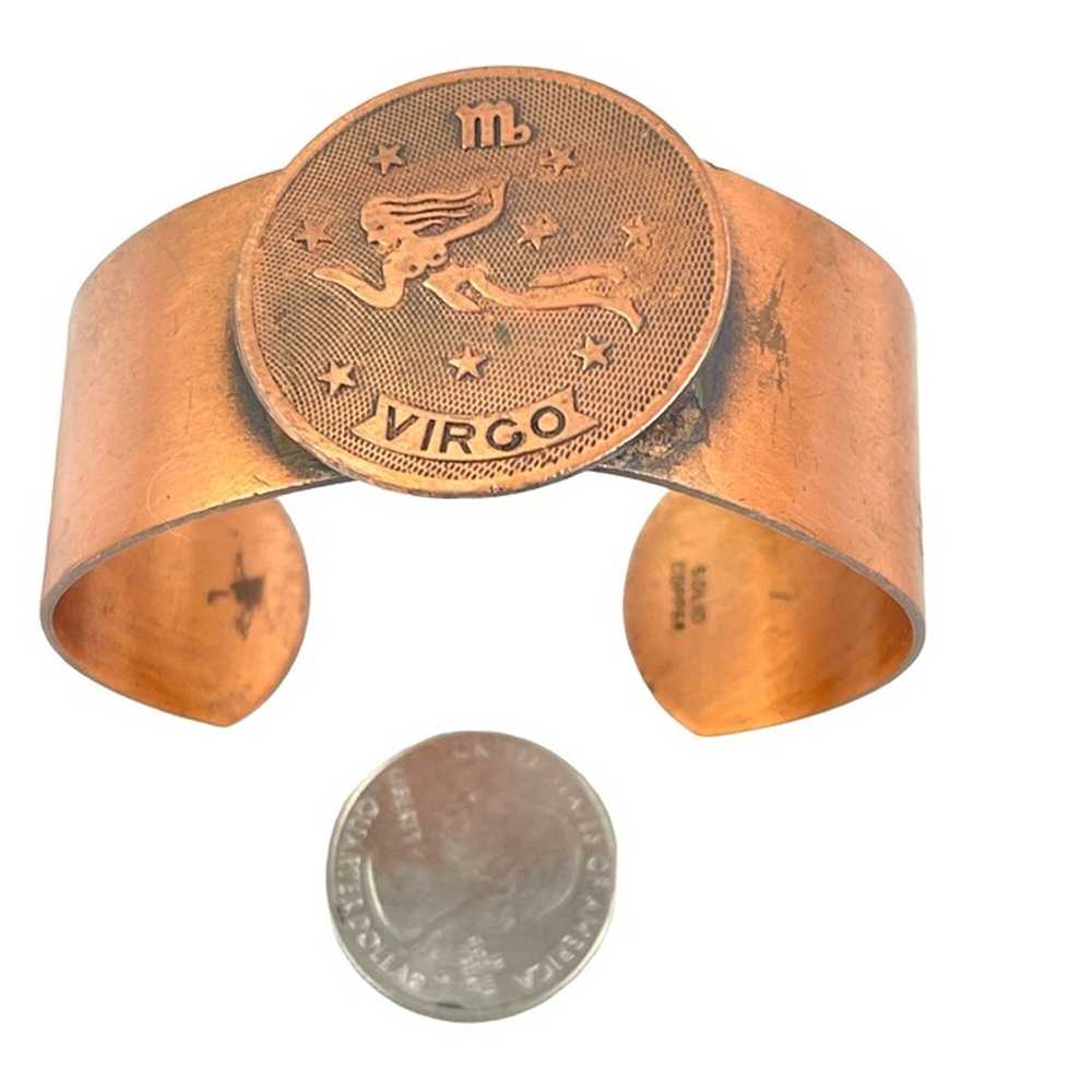 Vintage Copper Virgo Zodiac Cuff Bracelet - image 7