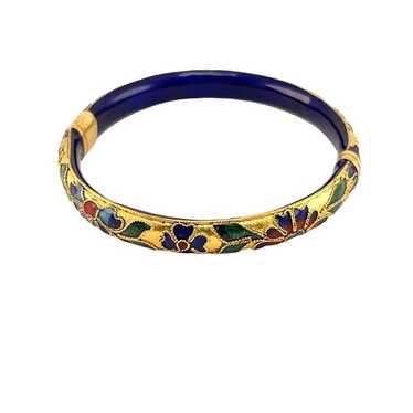 Chinese Vintage Gold and Enamel Cloisonné Floral … - image 1