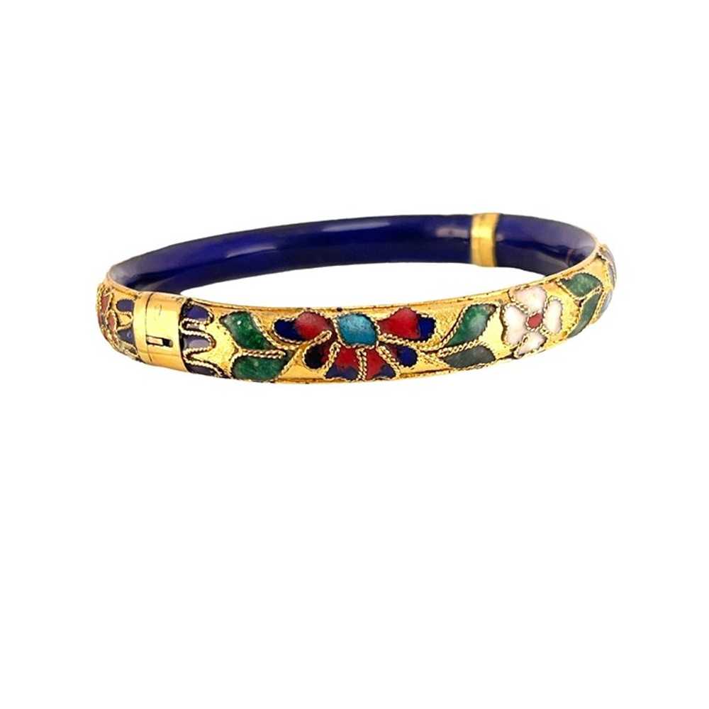 Chinese Vintage Gold and Enamel Cloisonné Floral … - image 6