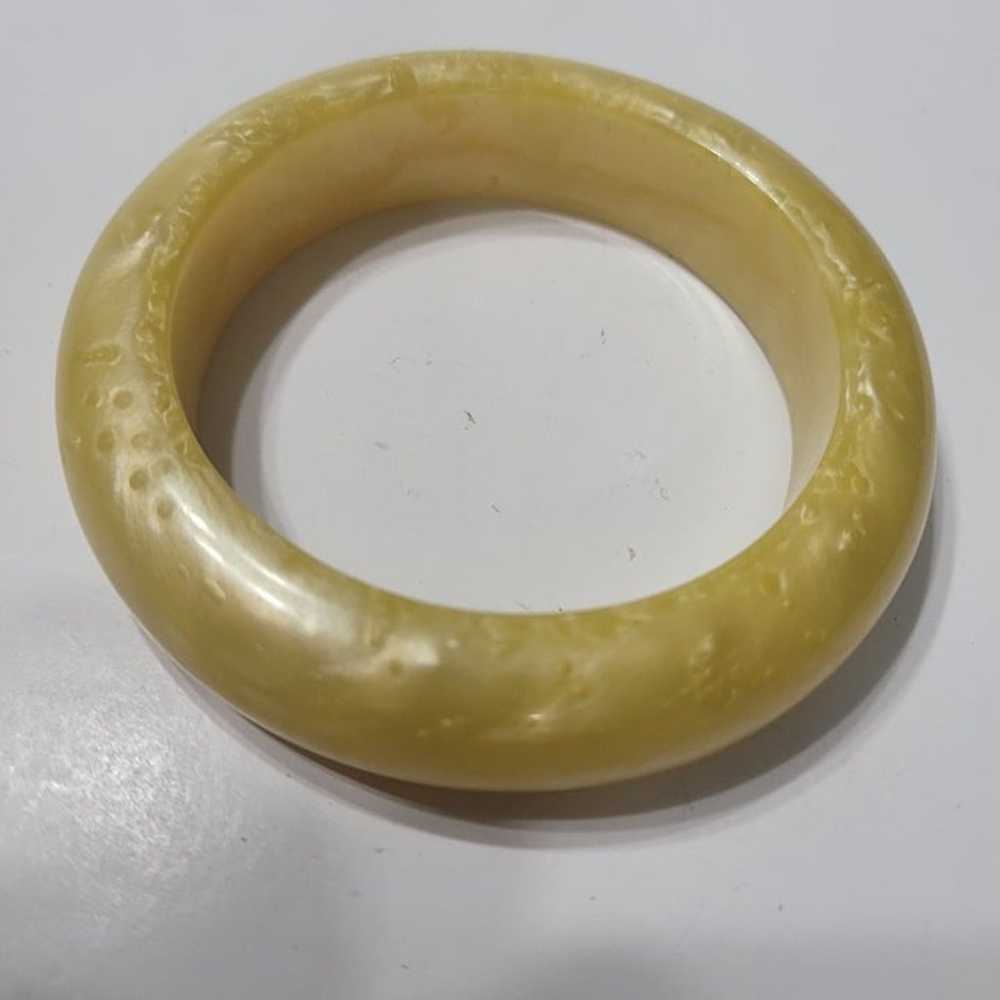 Vintage Bangle Cuff Bracelet Solid Yellow - image 2