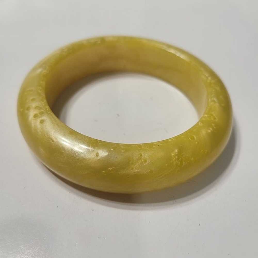 Vintage Bangle Cuff Bracelet Solid Yellow - image 3