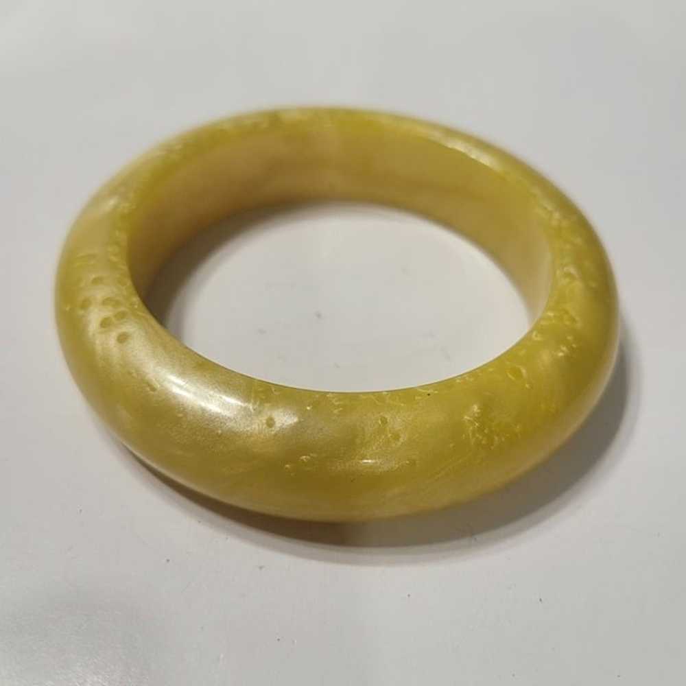 Vintage Bangle Cuff Bracelet Solid Yellow - image 4