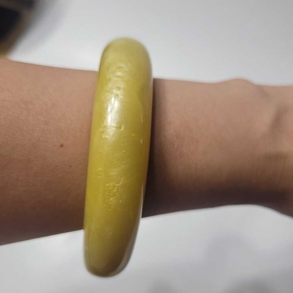 Vintage Bangle Cuff Bracelet Solid Yellow - image 6