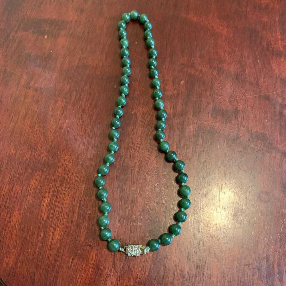 Vintage Jade bead necklace 18” - image 2